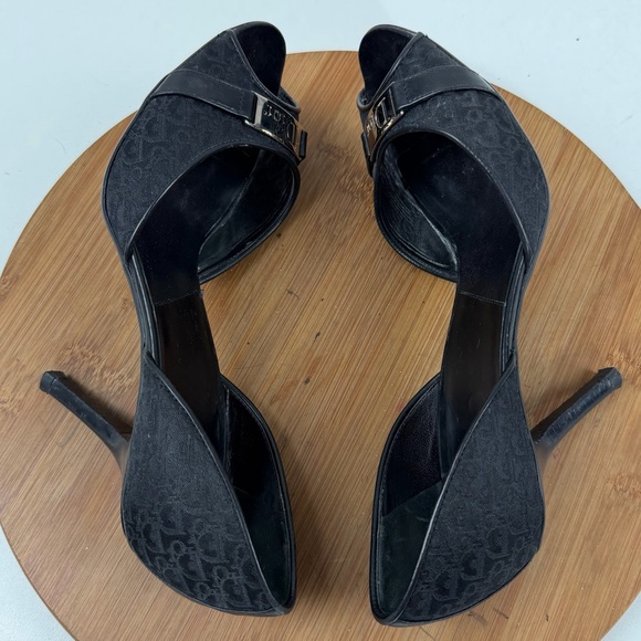 Christian Dior Diorissimo Pattern Black Leather Pumps - Picture 6 of 11